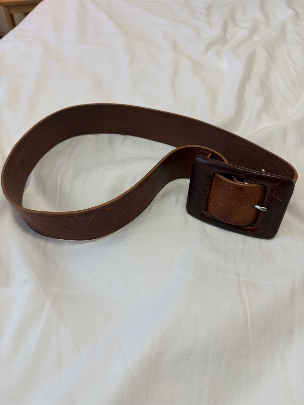 Brown leather statement belt - leather